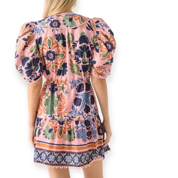 Farm Rio • Seashell Tapestry Short-Sleeve Mini Dress NWOT - Picture 11 of 16